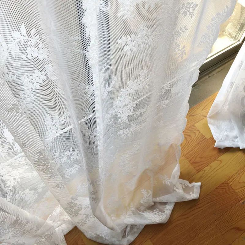 Белые кружевные тюлевые занавески ENHAO для гостиной японский стиль волнистая