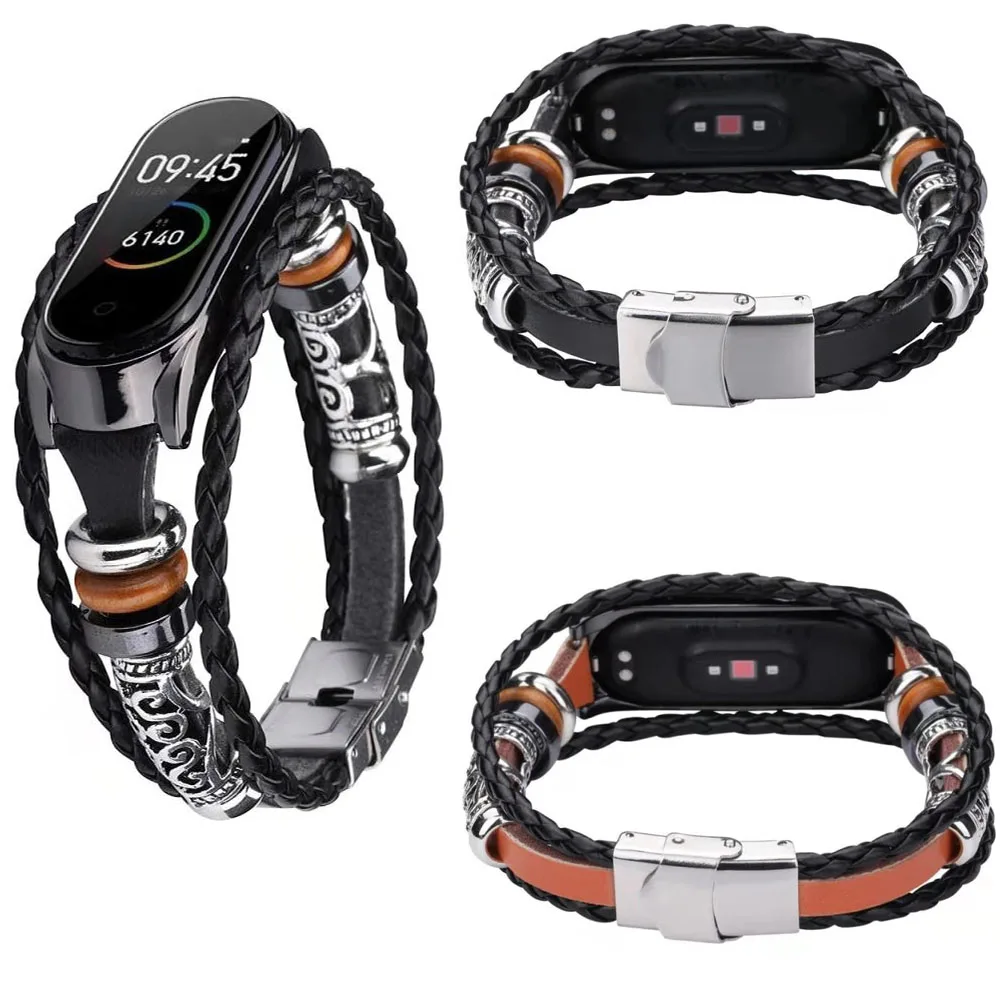 Mi Band 3 4 металлический ремешок для Xiaomi mi Band 4 3 браслет из натуральной кожи mi band 4 3 браслеты Pulseira