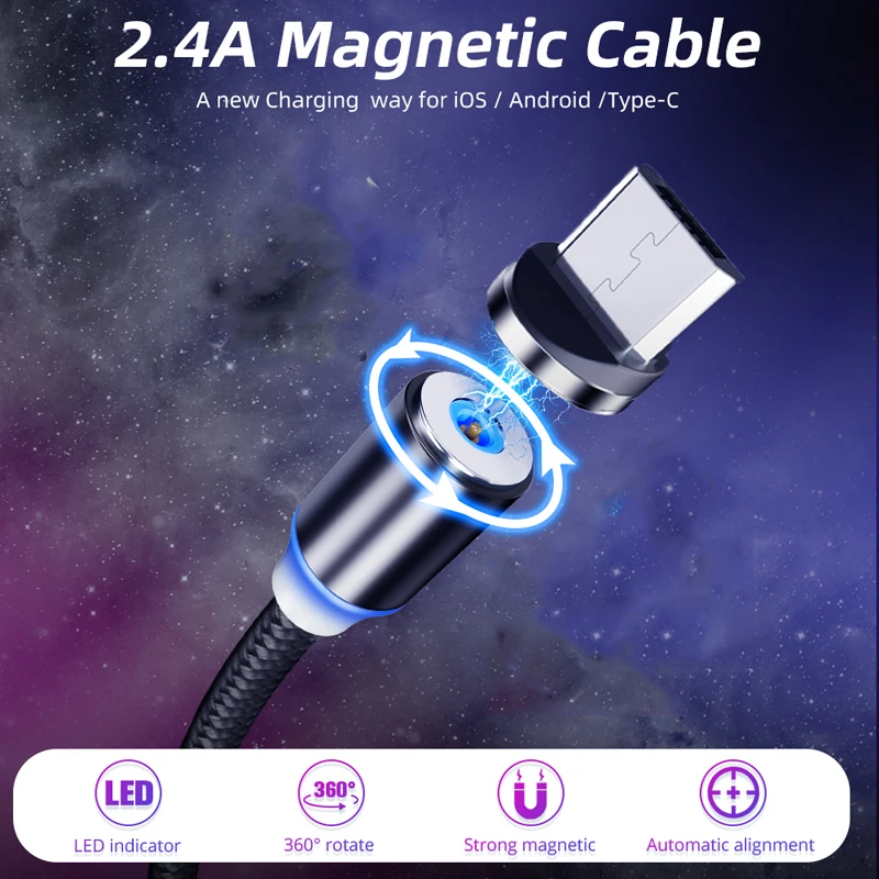 Магнитный зарядный кабель Micro USB Для Huawei P Smart Z Plus Y5 Y6 Y7 Y9 Pro 2018 2019 Sony Xperia Z3 XA2 XA3 шнур