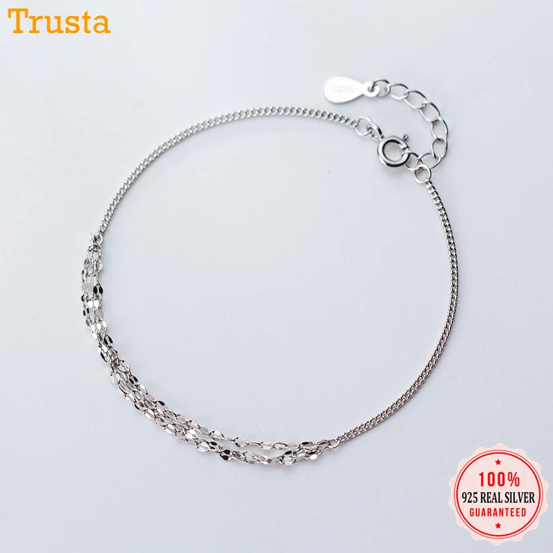Trustdavis 100% Серебро 925 пробы женское ювелирное изделие Многослойные Бусины браслет