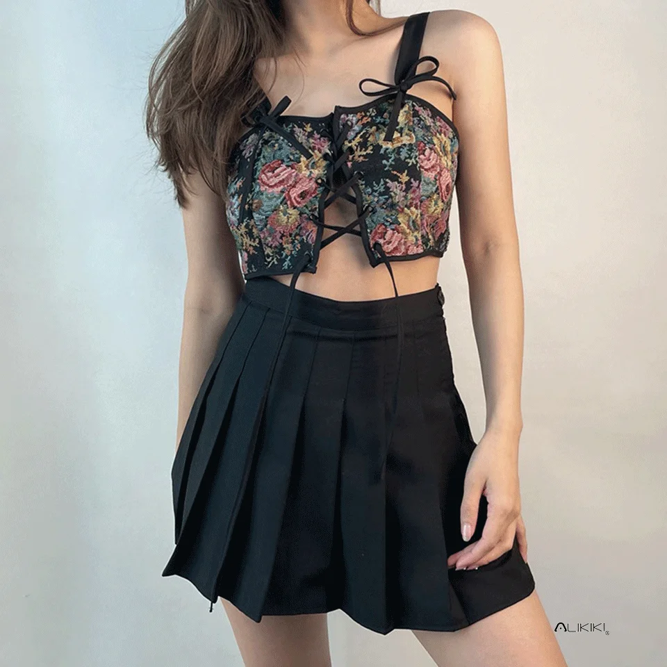 Французский корсет на шнуровке топы для ношения Женский винтажный с цветочным