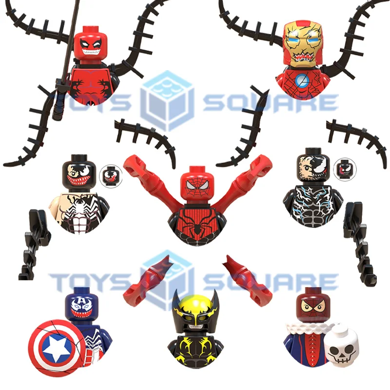 

The Venom Iron Wolverine Spider Captain Deadpool America Man Model Building Blocks MOC Bricks Set Gifts Toy For Children