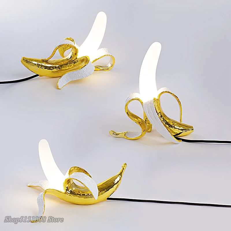 

Italy Banana Night lights Modern Living Room Glass Led Table Lamps Bedroom Bedside desk lamp Home Decor Lighting Fixture