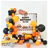 91pcs orange yellow black latex balloon garland for construction birthday party decorations