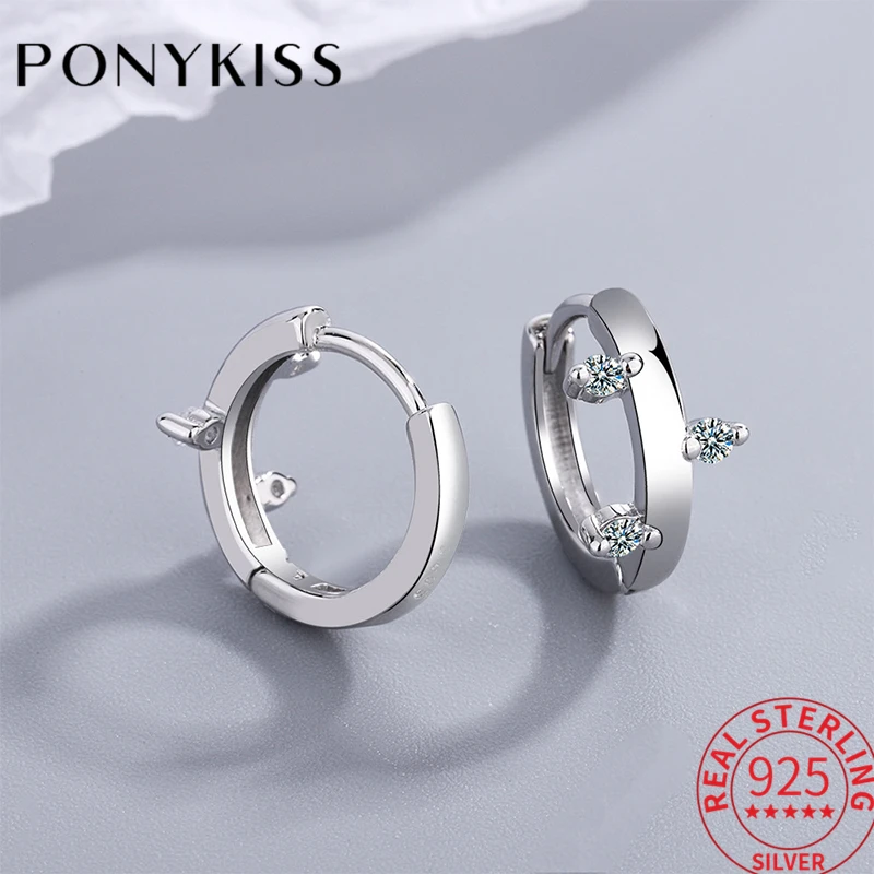 

Стильное ювелирное изделие PONYKISS из стерлингового серебра 925 пробы с круглым кольцом из циркония для женщин ювелирные изделия в стиле панк п...