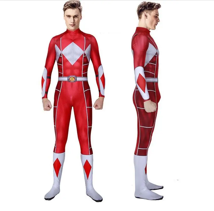 Детский мощный костюм с 3D-принтом mighty morphin rangers косплей костюмы