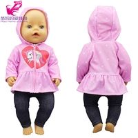 43 cm doll peach heart sweater set 18 inch american og girl doll costume girl play toy doll wear accessories