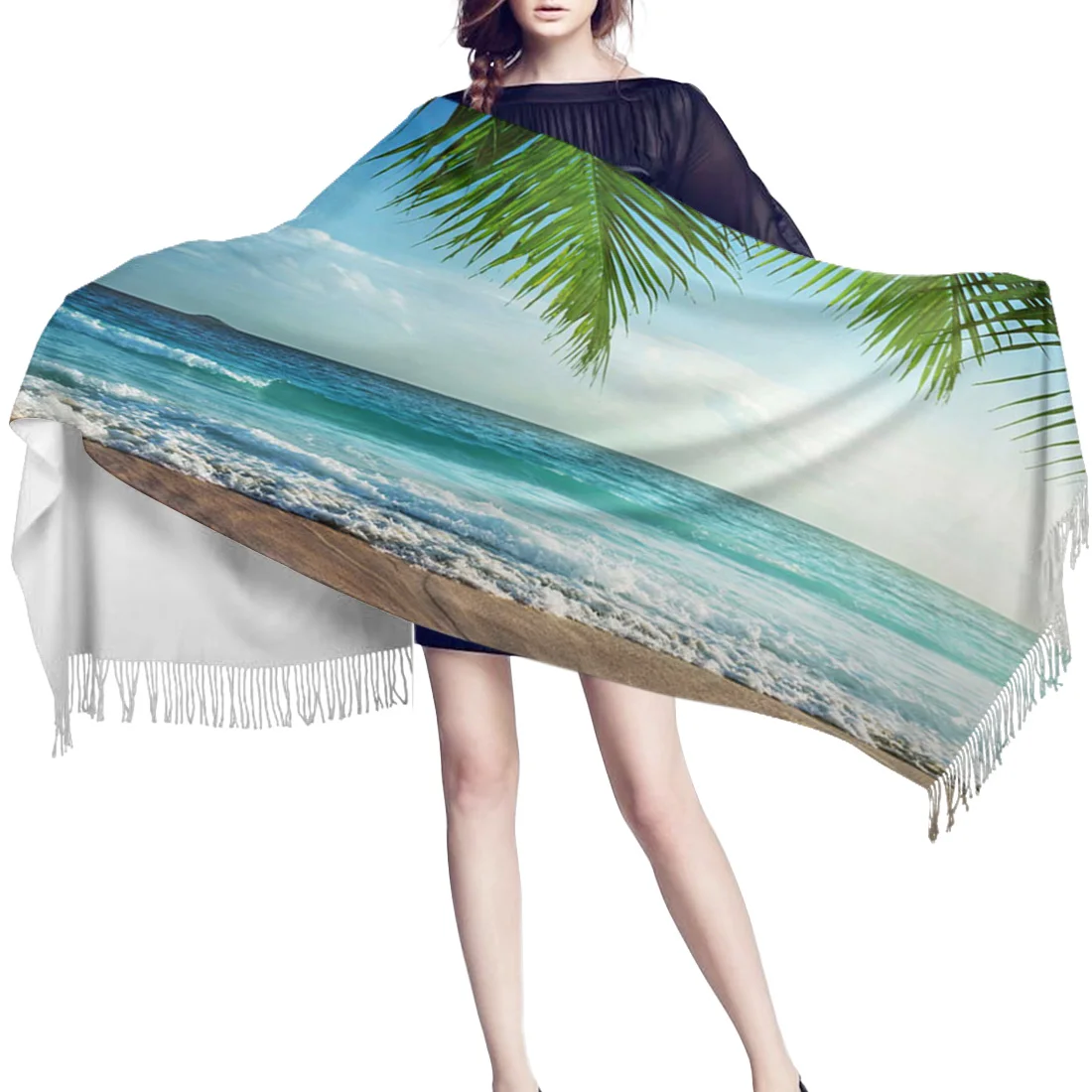 Тропический Пляж Surf Sky кокосовый листок на шарф унисекс толстые теплые зимние