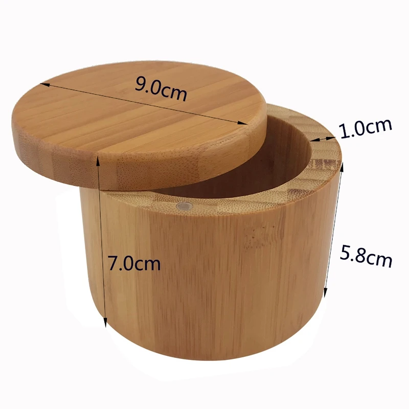 2Pcs Storage Boxes Salt Box Wooden Bamboo With Magnetic Swivel Lid Container For Kitchen Containers Food | Дом и сад