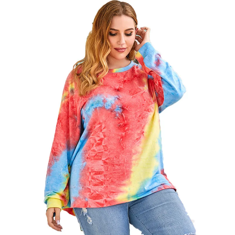 

Winter Tops Long Sleeve Tie Dye Hoodie Clothes for Women Teens Sweatshirts Vintage Plus Size Oversized Crewneck Sweatshirt