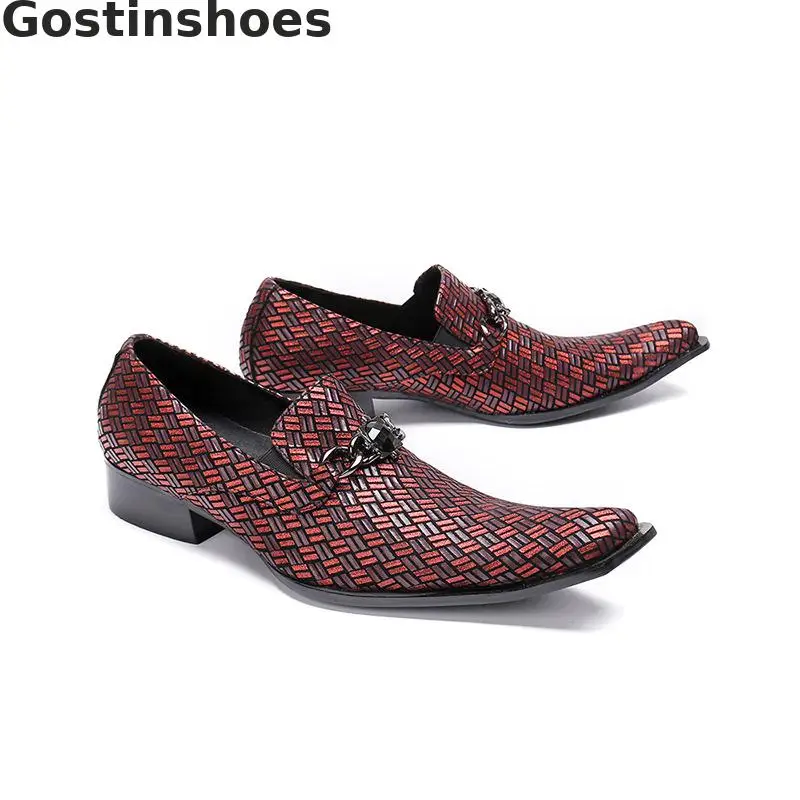 Брендовая обувь с квадратным носком для отдыха из воловьей кожи тиснением сезон