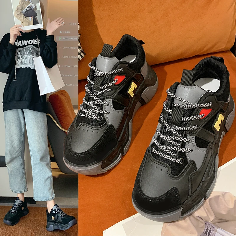 

Кроссовки женские на массивной толстой подошве, повседневная спортивная обувь, большие размеры, весна-осень 2021