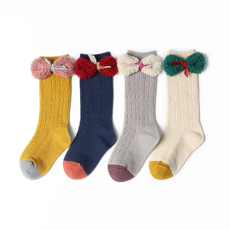 Детские осенне-зимние модные гольфы для девочек носки с бантом маленьких