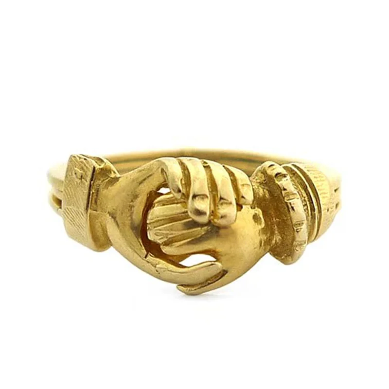 

MFY European And American Popular Golden Handshake Rings For Men Party Jewelry