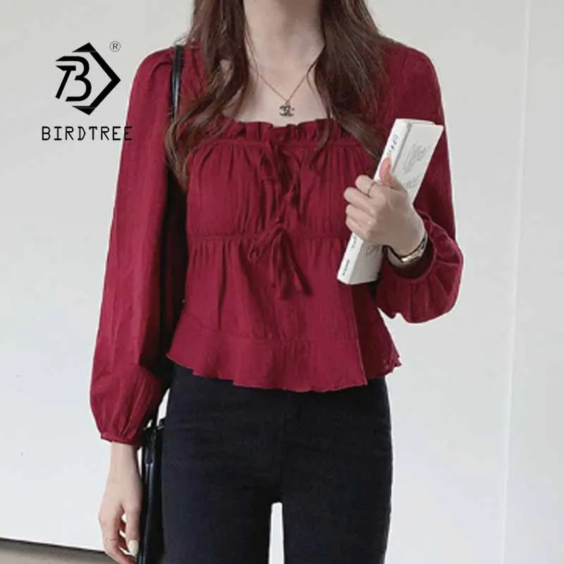 

Retro Lantern Sleeves Blouse Spring Plus Size Women Square Collar Pullover 2021 New Jacquard Blouses Tops Summer T14506X