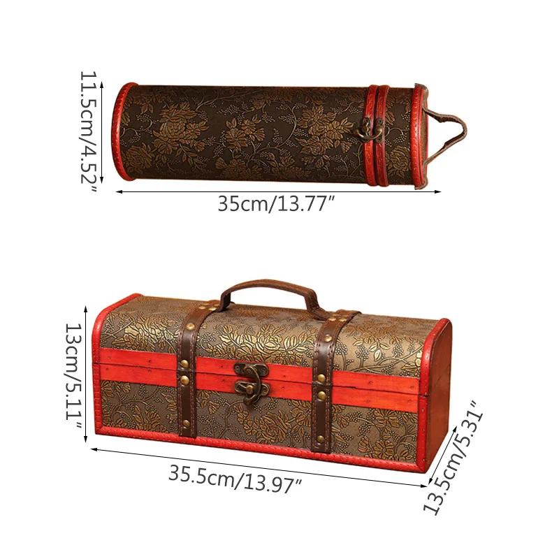 Цилиндр Винтаж Ретро деревянная хранение винных бутылок Подарочная коробка