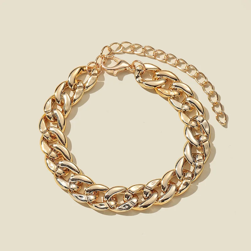 

New Punk Charm Gold Color Link Chain Bracelets For Women Men Fashion Geometry Wrist Jewelry Bracelets Bangles Length Adjustable