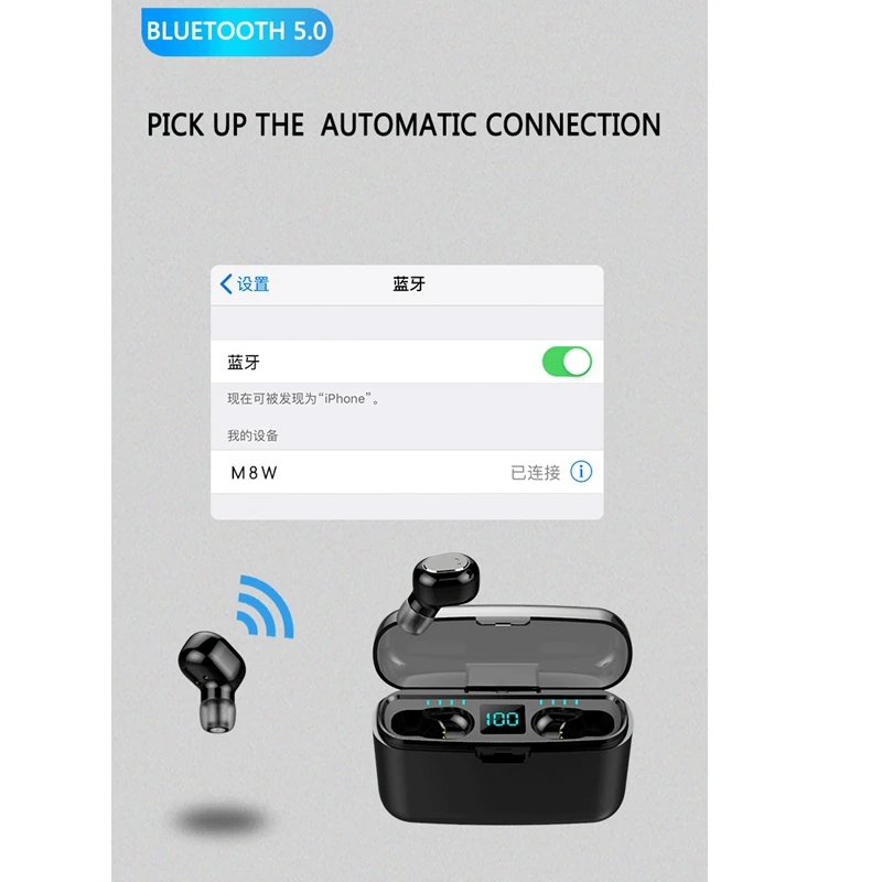Портативные наушники M8W с цифровым дисплеем TWS HD Bluetooth 5 0 Беспроводные спортивные