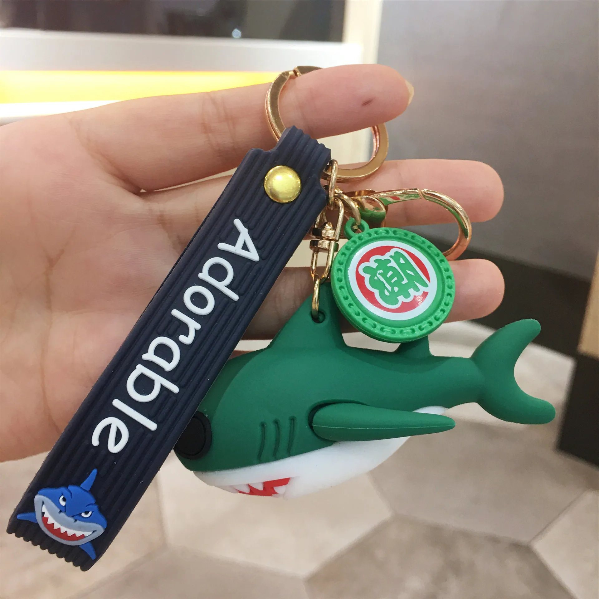 Милый мультяшный брелок для ключей с синей акулой креативный милый подарок