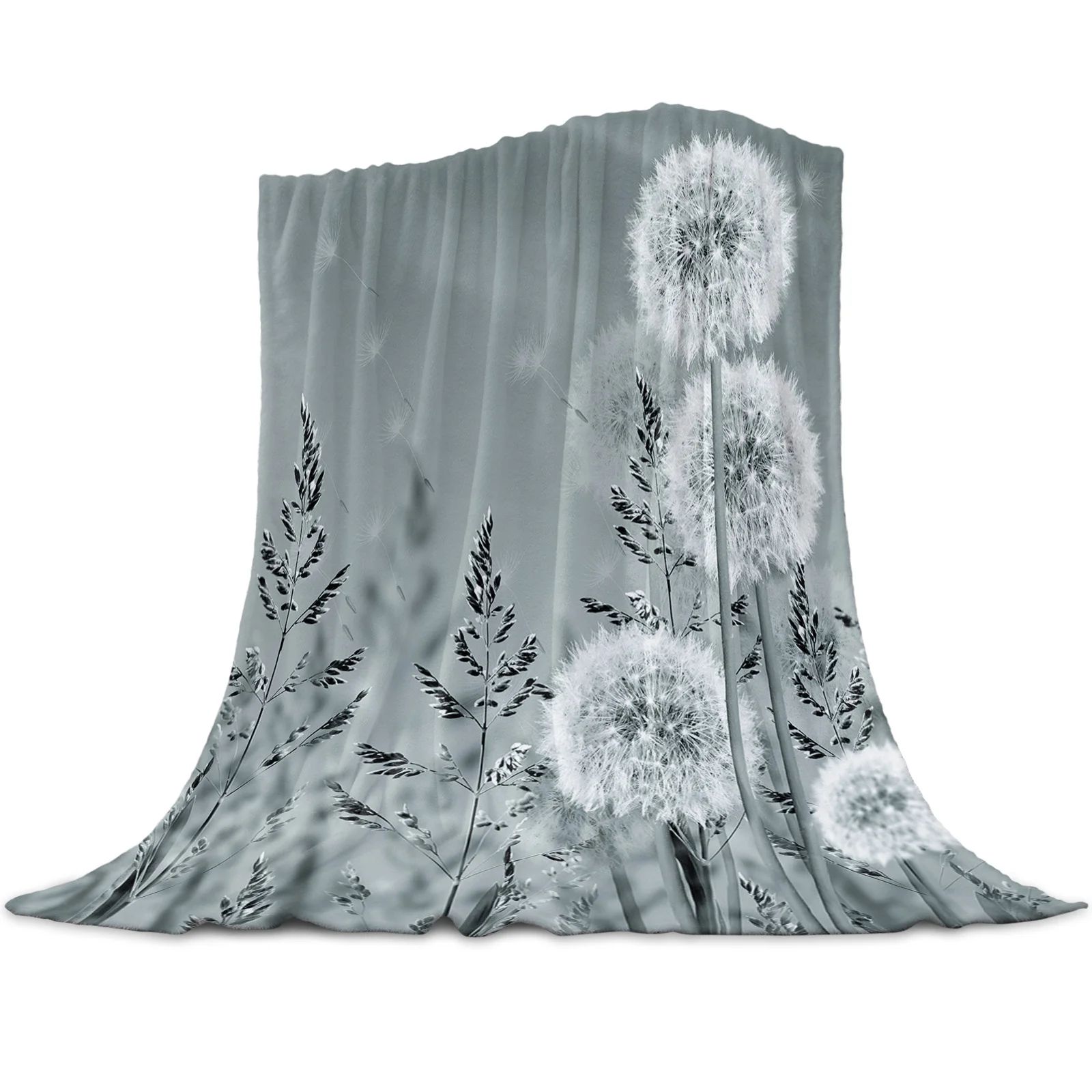 

Мягкое удобное фланелевое одеяло из микрофибры с изображением серого одуванчика