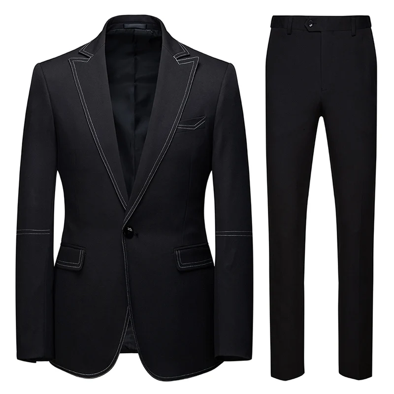 Мужской повседневный костюм (пиджак + брюки) модные свадебные костюмы для жениха