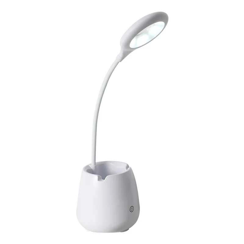

LED Lamp with Pen Holder and 3 Brightness Levels, Eye-Caring Reading Table Light, Bluetooth Audio USB Charging Cable