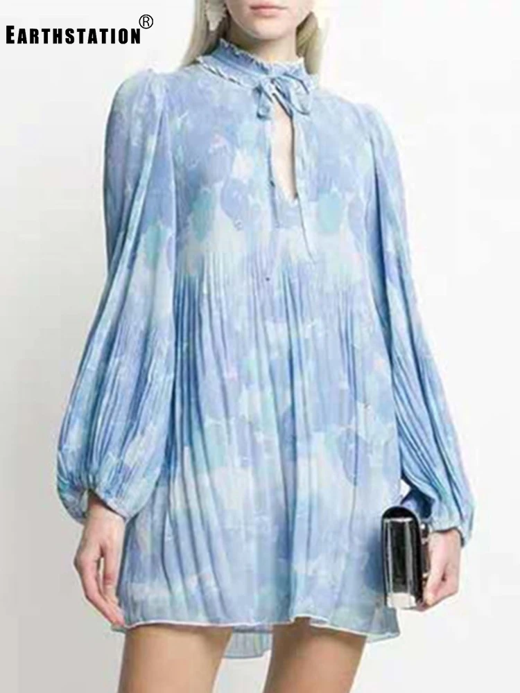 Женское плиссированное платье с рюшами летнее свободное в стиле ретро|Женские