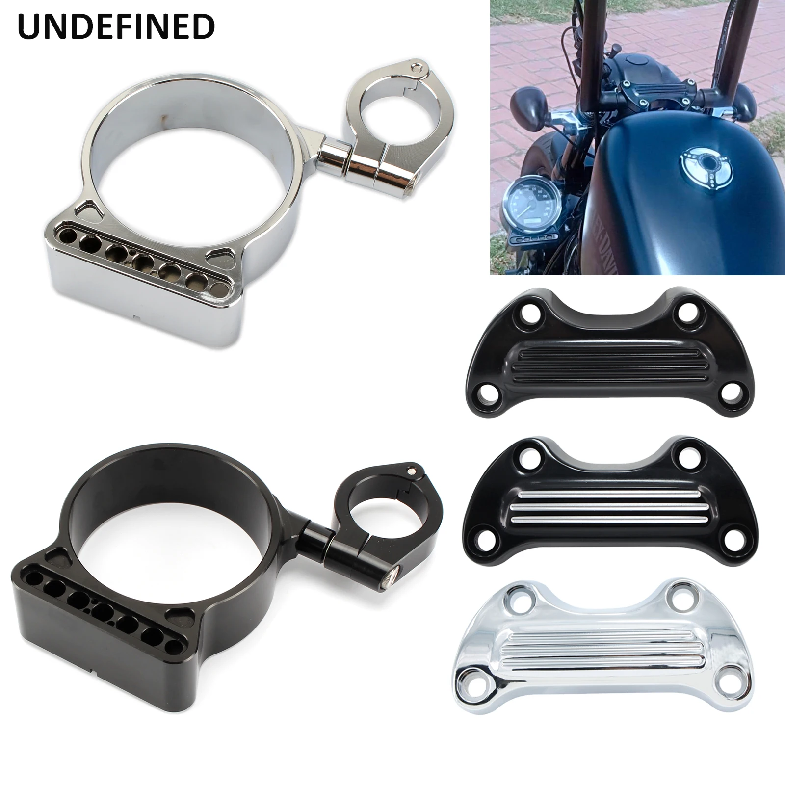 Motorcycle Instrument Speedometer Bracket Housing Side Mount Relocation Cover W/ Handlebar Top Clamp For Harley Sportster 883 XL