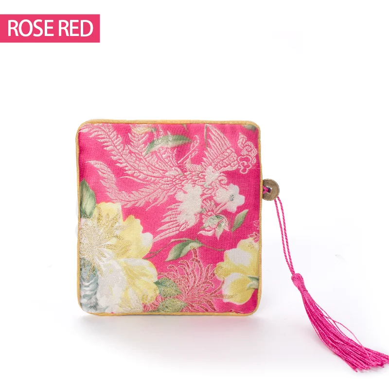 

Новая красная Классическая парчовая цепочка для ювелирных изделий, сумка для хранения сережек, Женский подвесной браслет, упаковка для кол...