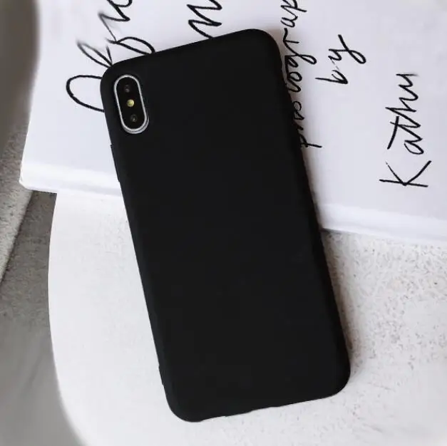 Black Для iPhone 11 Pro Max X XS Max XR чехол Macaron Plain для iPhone 8 7 6 6s Plus Мягкий чехол для телефона TPU задняя крышка против падения Funda - Цвет: Black