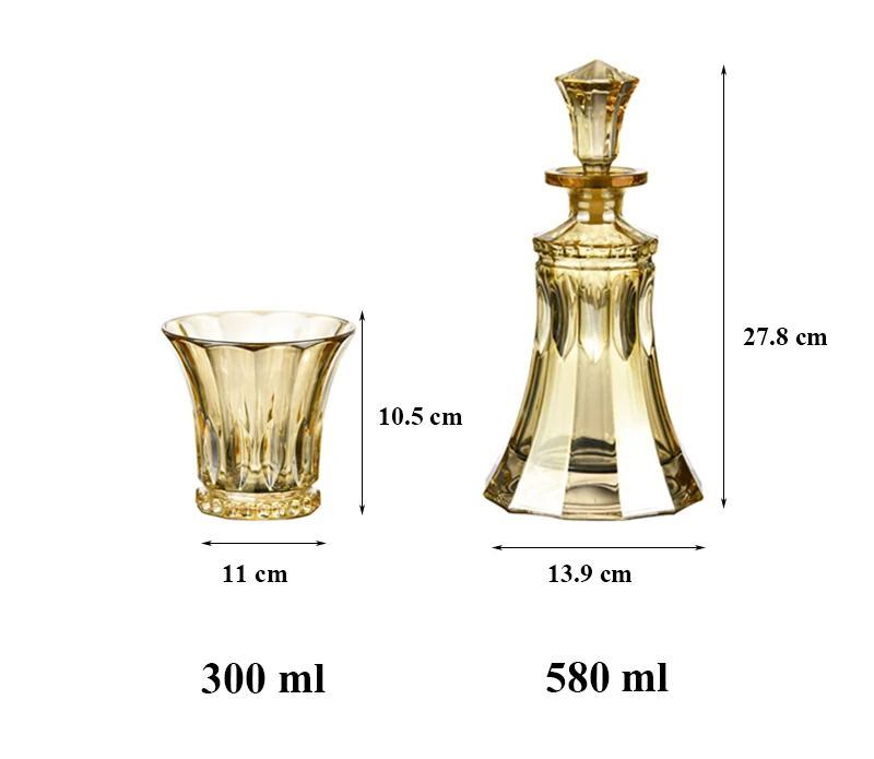 

Luxury gold color 7 Pcs set crystal whiskey decanter set 210310-07