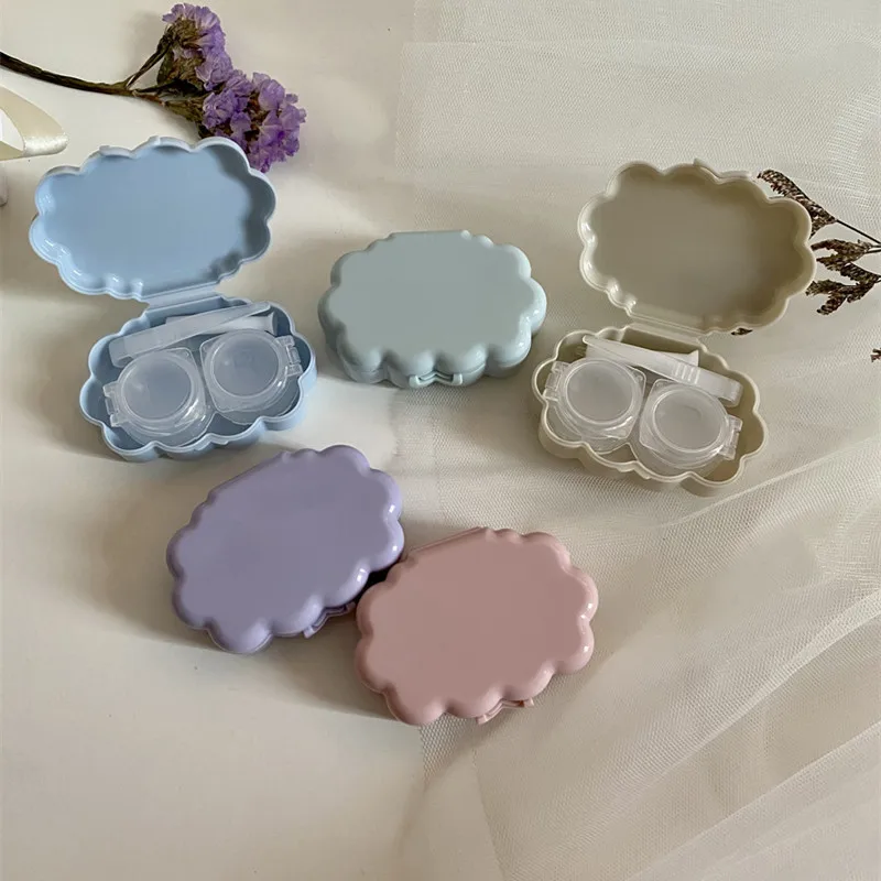 

Portable Mini Solid Color Contact Lens Case Easy Carry Make Up Beauty Pupil Storage with Tweezers Container Storage Soaking Box