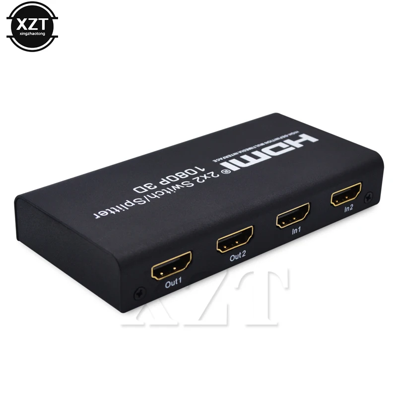 HDMI переключатель 2X2 аудио видео сплиттер 2 в Out 1080P 3D Power для ноутбука ТВ приставки