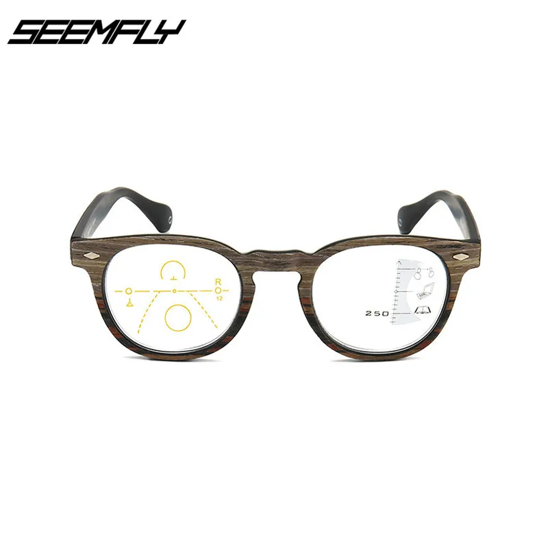 SEEMFLY Ретро Анти-синий светильник, прогрессивные многофокусные очки для чтения, умные очки по рецепту, мужские и женские очки для чтения