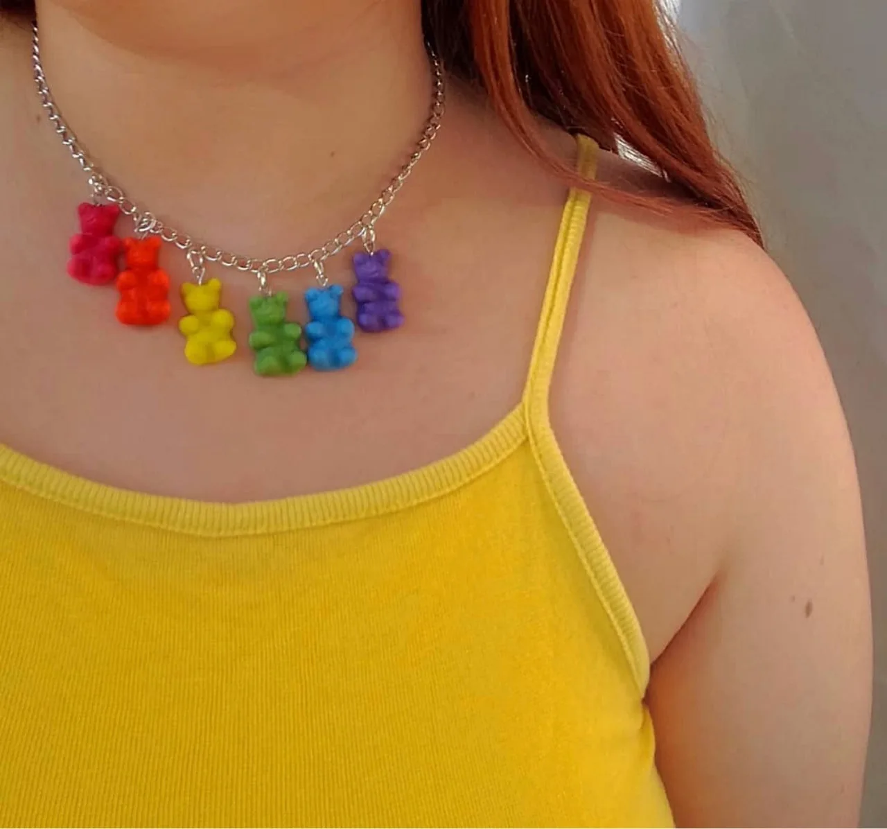 

Креативный Забавный Милый мультяшный медведь карамельных цветов, подвеска, ожерелье для женщин и девушек, подарок, милое животное, чокер, юв...