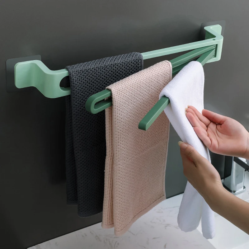 

Self-adhesive Bathroom and Kitchen Towel Rack Hanger Without Drilling Wall-mounted Towel Storage Box Accessories storage rack
