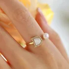 Новое поступление 2021, изысканные модные открытые кольца с жемчугом, узкие универсальные Регулируемые кольца, элегантные женские ювелирные изделия с кристаллами