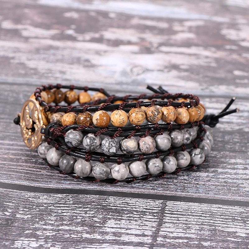 Мужские и женские браслеты с натуральным изображением карты камень бисер Карта