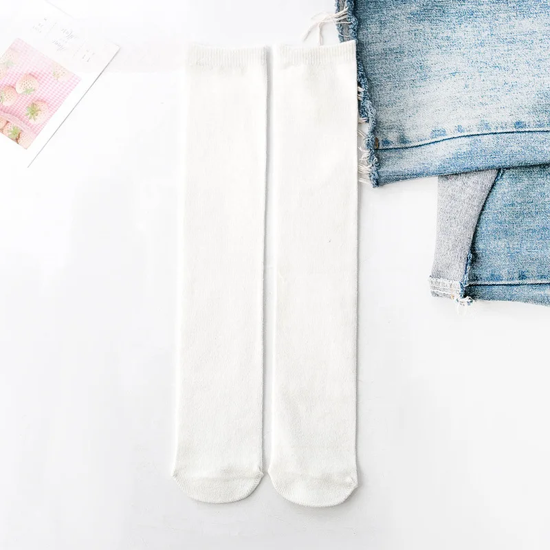 White Long Socks Детские гольфы, детские носки, хлопковые носки для малышей, гетры до колена, милые носки для мальчиков и девочек, детские носки, 3-12 лет - Цвет: White Long Socks