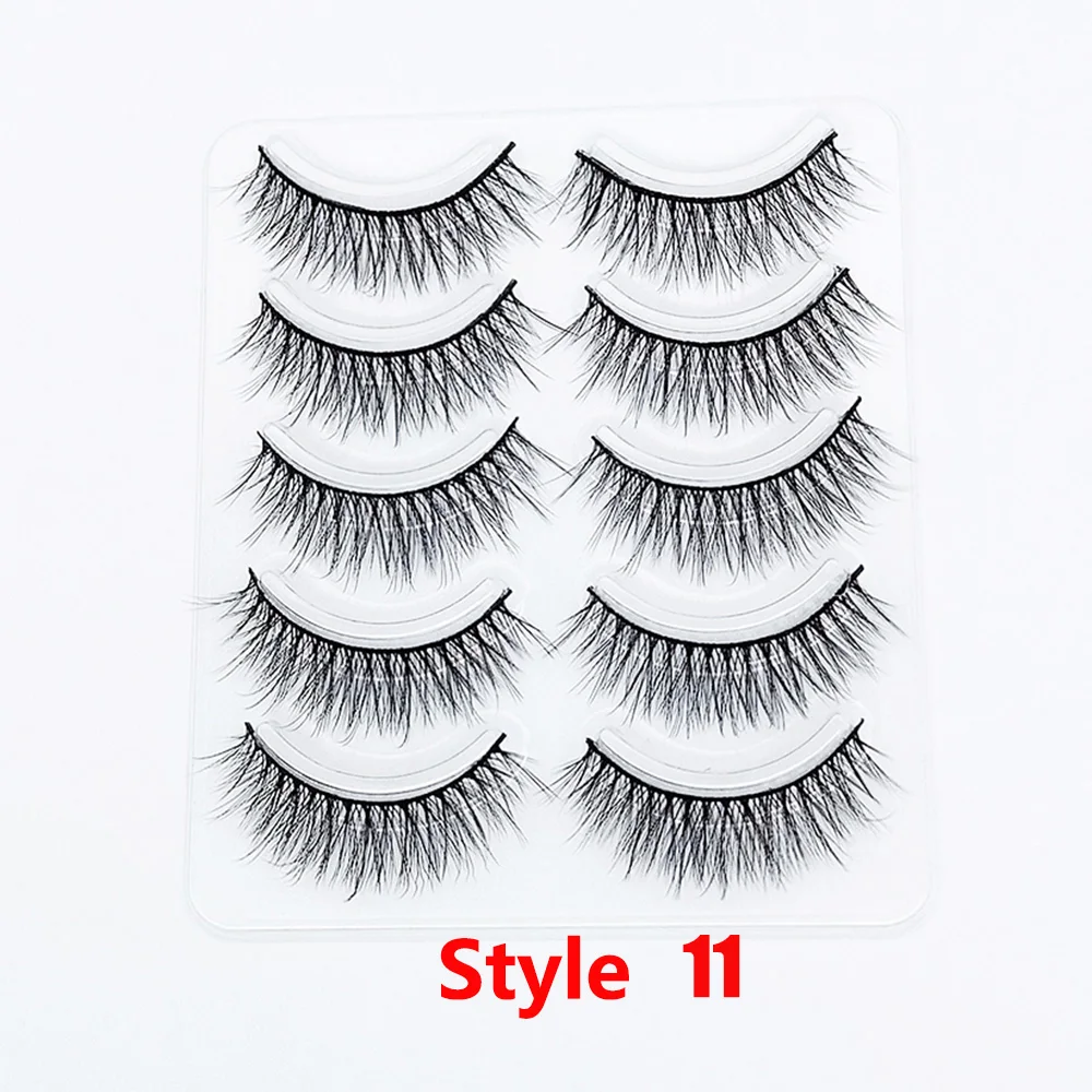Style 11 5 пар 3D Искусственные норковые накладные ресницы Wispies длинные крестовые ресницы ручной работы инструменты для макияжа глаз - Цвет: Style 11