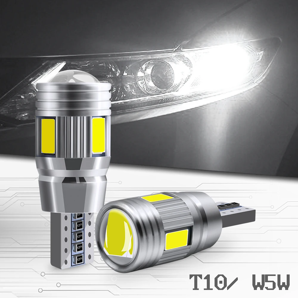 

T10 W5W 194 168 Car Led Side Light CANBUS No Error Interior Dome Parker Tail Width Trunk 6000K White 6SMD-5630 2pcs