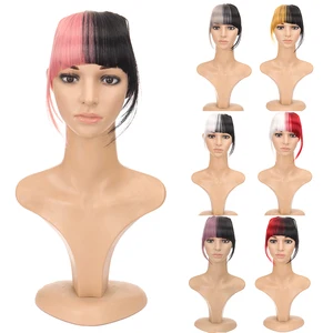 DIFEI имитация челок заколка для волос черный коричневый красный Синтетические челки наращивание волос для женщин двухцветные челки