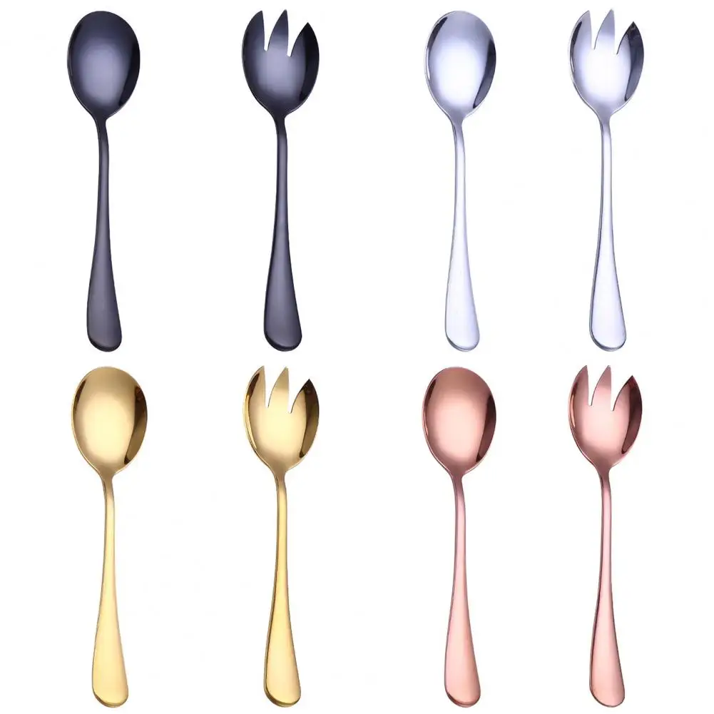 

Spoon Anti-deform Comfortable to Grip 4 Colors Salad Spoon Fork for Home