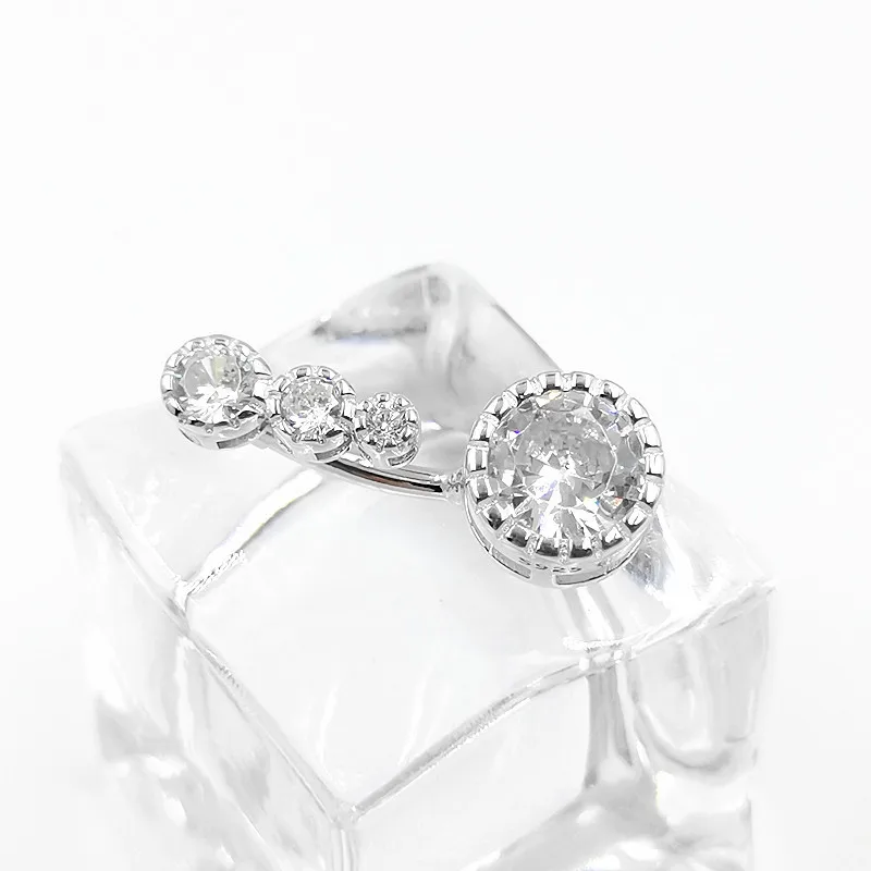 Кольцо пирсинг для пупка из стерлингового серебра 925 пробы с кубическим