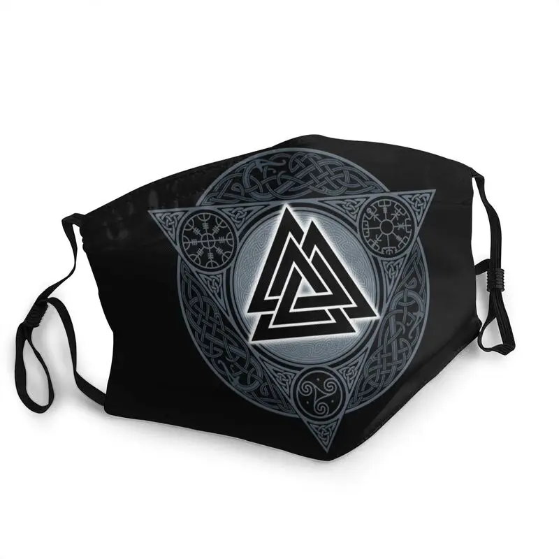 

Маска для лица Valknut, многоразовая маска для рта со скандинавскими рунами, с ледяным пламенем, для взрослых, унисекс, маска валгаллы Одина, защ...