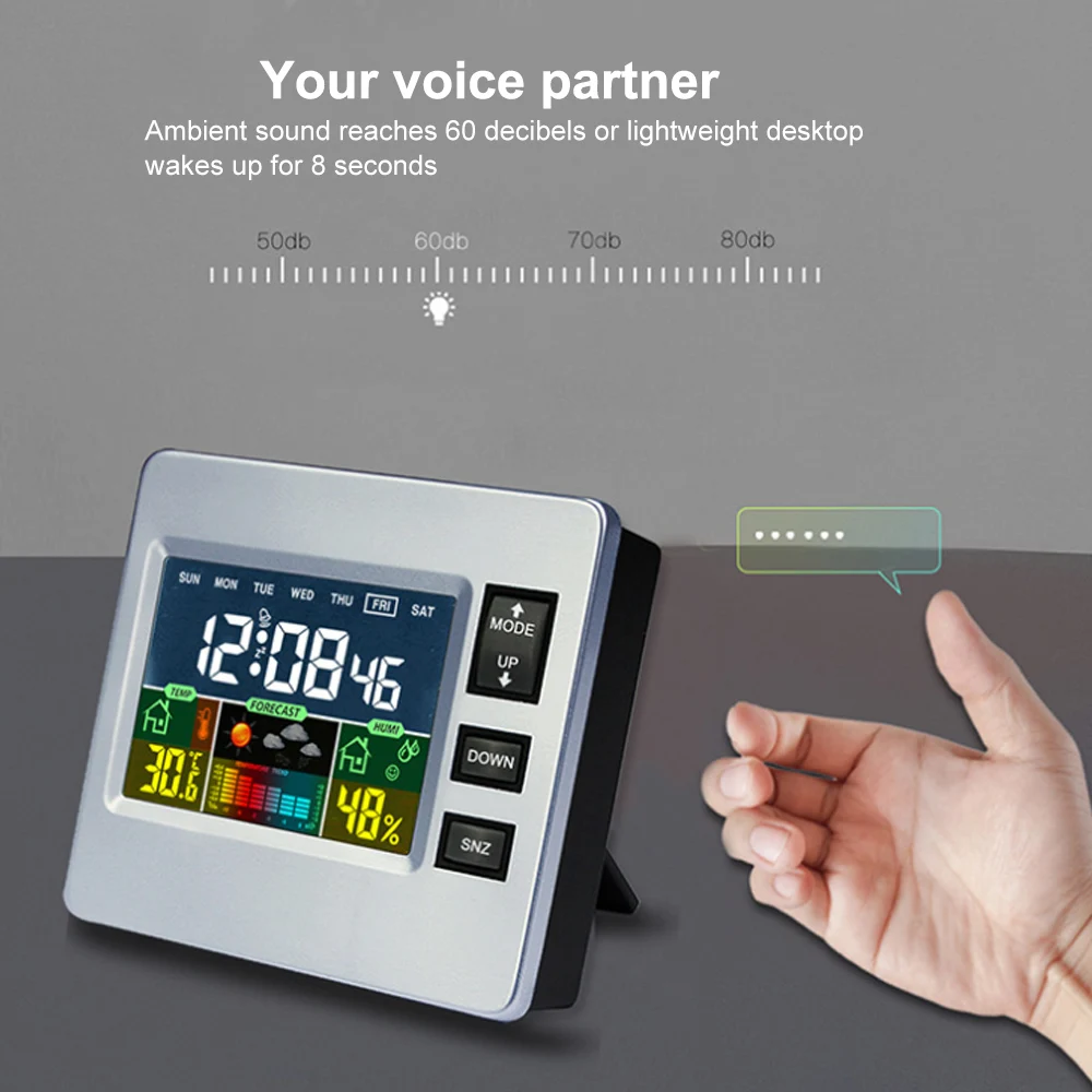 ЖК-цифровой термометр гигрометр цветной ЖК-термометр часы Функция повтора