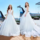 Богемное свадебное платье принцессы 2021 без рукавов с V-образным вырезом Бальные платья с открытой спиной белое платье под заказ свадебные платья