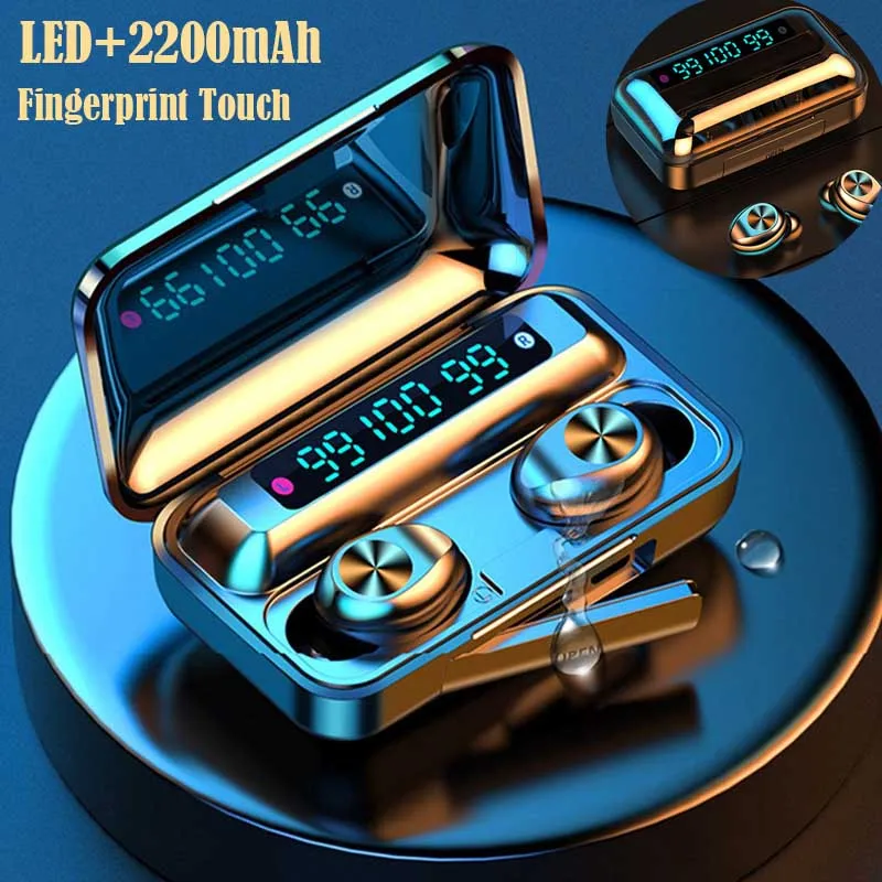 TWS Bluetooth-наушники светодиодный дисплей сенсорные наушники со сканером отпечатков