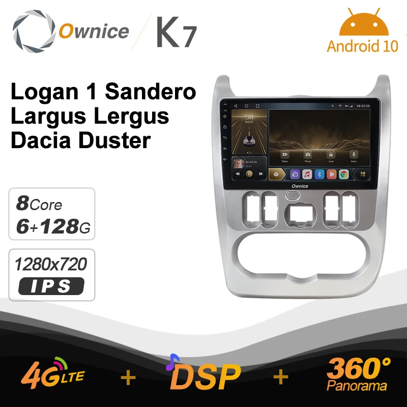 

K7 Ownice 2 Din Android 10.0 Car Multimedia radio for Renault Logan 1 Sandero Lada Largus Lergus Dacia Duster With 8 Core 360