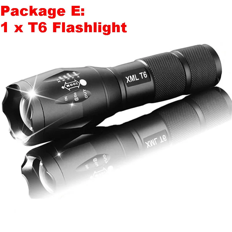 Package E 4000LM Super Bright XM-L T6 Q5 LED Flashlight zoom torch waterproof flashlights 3-5 Modes Portable Tactical Flashlight Z50 - Испускаемый цвет: Package E